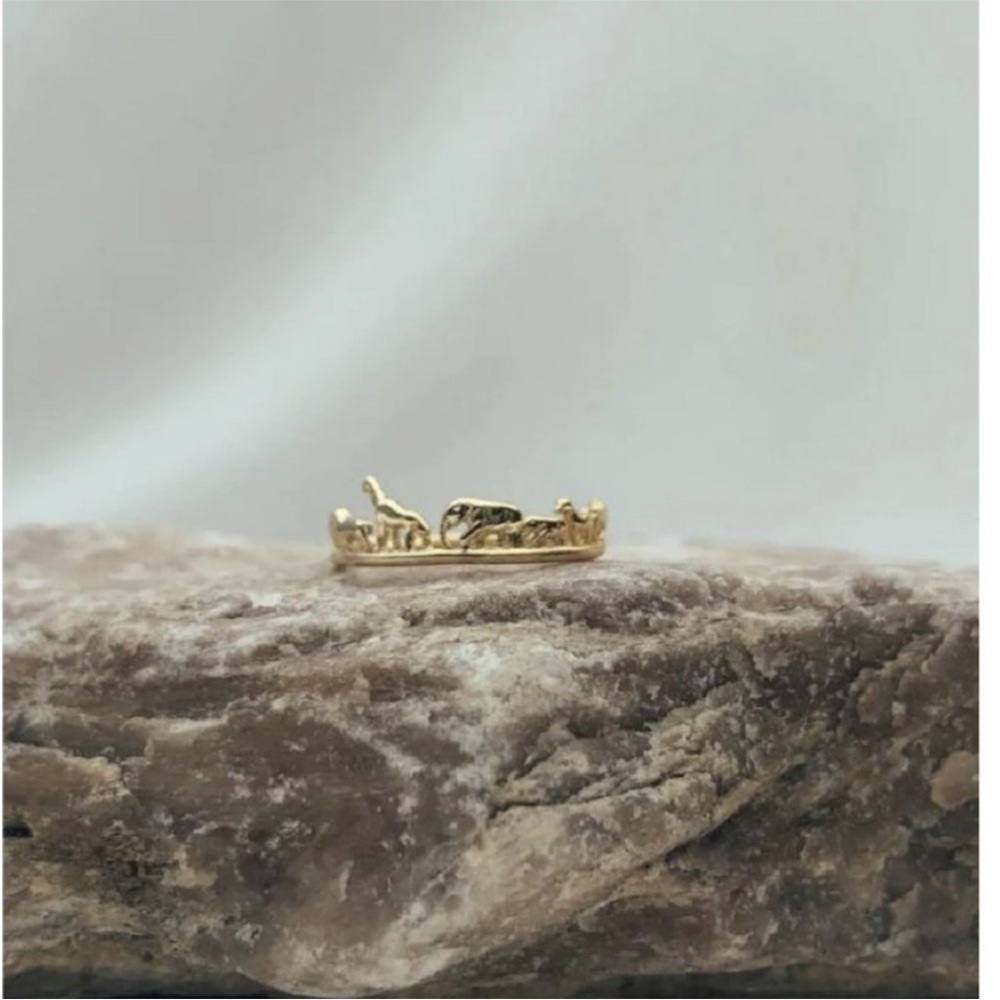 "Paradise" African Safari Animal Giraffe Elephant Zebra Gold Dainty Gift Ring - Picture 3 of 7